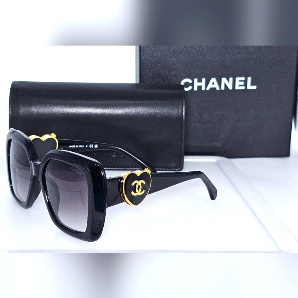 Chanel CH5518A c622 Black and Gold Women's Sunglasses - Picture 2 of 11